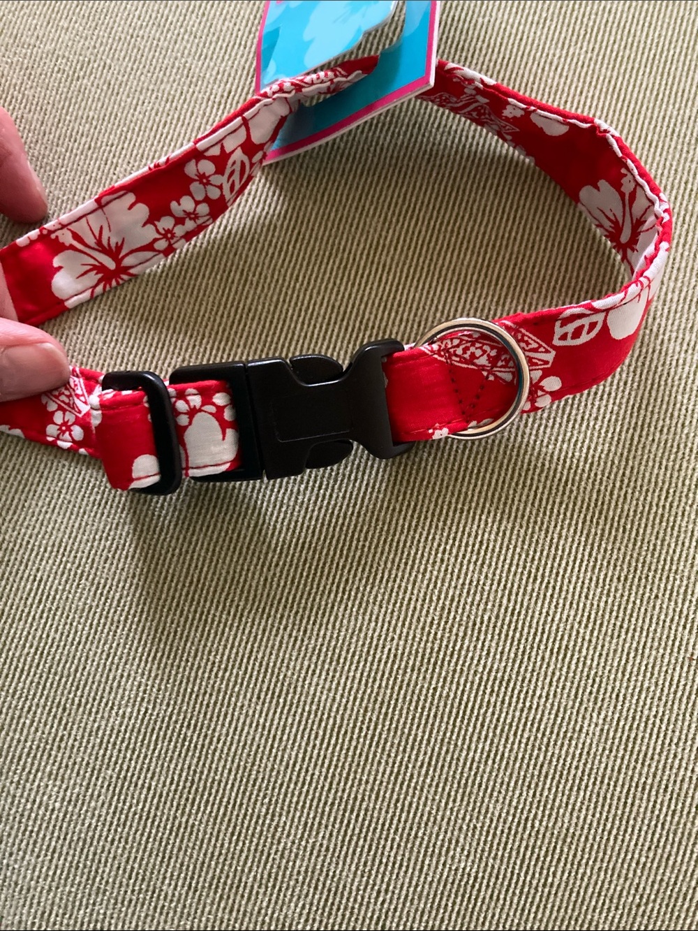 Hawaiian Red Hibiscus Print Dog Collar